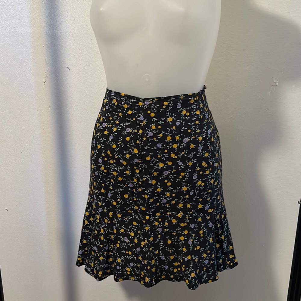 Motel Rocks Skater Skirt Flowing Flower Black